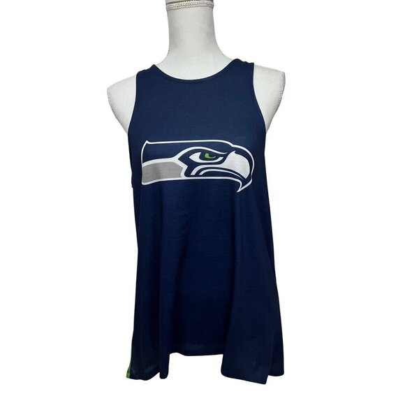 NFL Womens Seattle Seahawks Football Open Back Twist Tie Tank Top Large Stretch - Picture 2 of 8